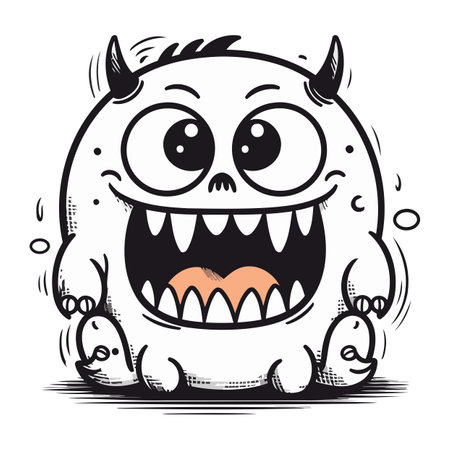 Funny cartoon monster. Vector illustration isolated on a white background.のイラスト素材