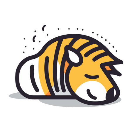 Vector illustration of a sleeping tiger. Isolated on white background.のイラスト素材