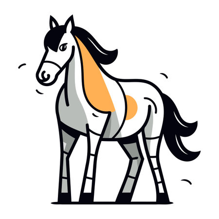 Horse cartoon vector illustration. Flat style design. Vector illustration.のイラスト素材