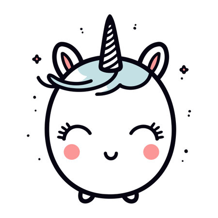 cute unicorn head kawaii isolated icon vector illustration desingのイラスト素材