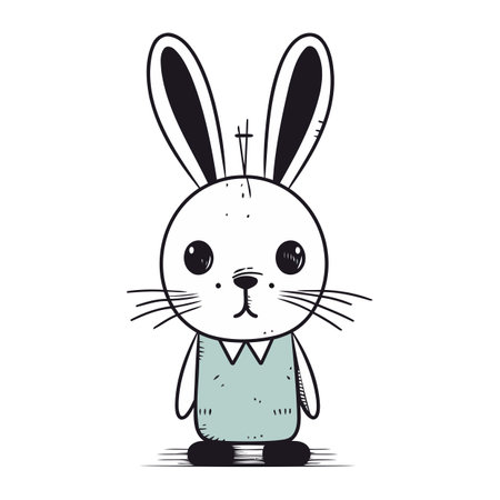 Cute cartoon rabbit with a cross in his ears. Vector illustration.のイラスト素材
