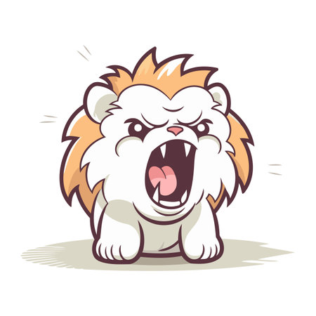 Angry lion. Cartoon vector illustration. Isolated on white background.のイラスト素材