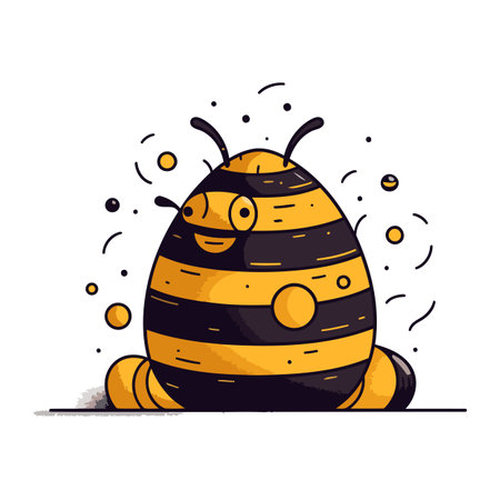 Cute cartoon bee. Vector illustration. Isolated on white background.のイラスト素材