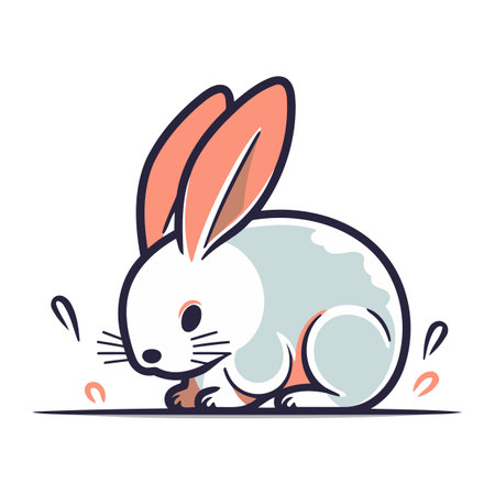 Cute cartoon rabbit. Vector illustration isolated on a white background.のイラスト素材