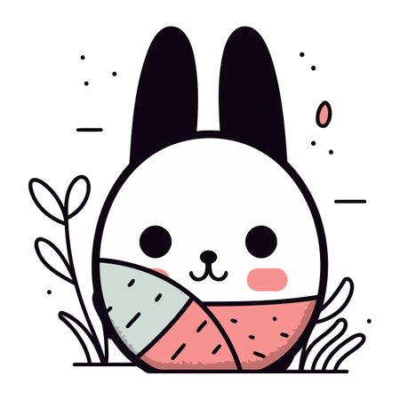 cute rabbit with egg easter kawaii character vector illustration designのイラスト素材