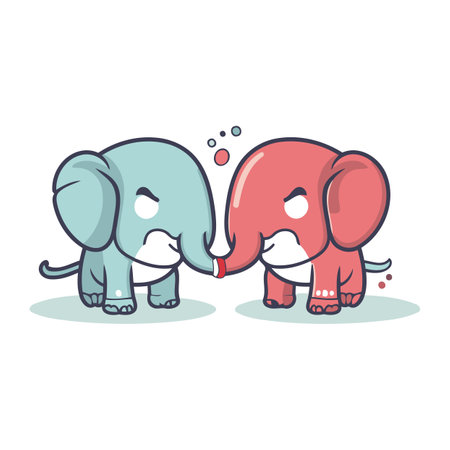 Cute elephant cartoon vector illustration. Isolated on white background.のイラスト素材