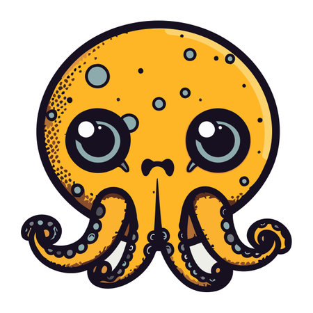 Cute cartoon octopus. Vector illustration isolated on white background.のイラスト素材