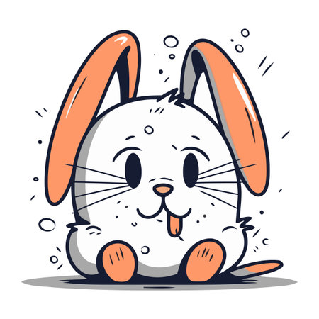Cute cartoon rabbit. Vector illustration. Isolated on white background.のイラスト素材