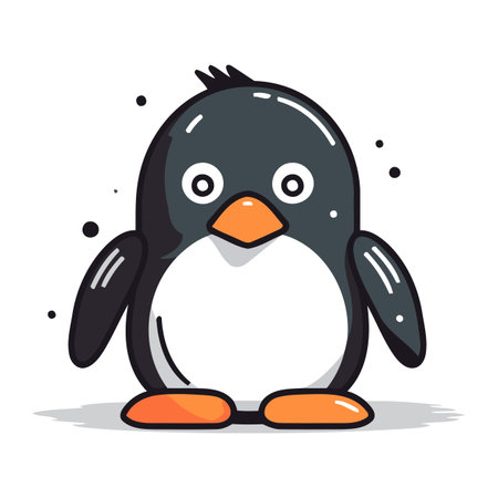 Cute penguin cartoon vector illustration. Cute penguin mascot.のイラスト素材