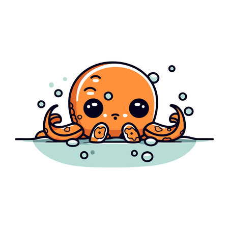 Cute kawaii octopus. Vector illustration in cartoon styleのイラスト素材
