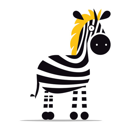 Zebra cartoon character on a white background. Vector illustration. flat designのイラスト素材