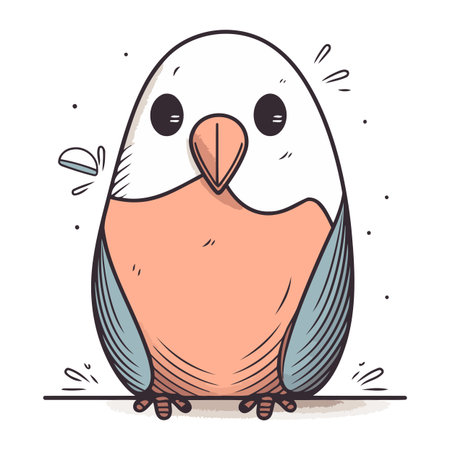 Vector illustration of cute cartoon parrot. Hand drawn doodle animal.