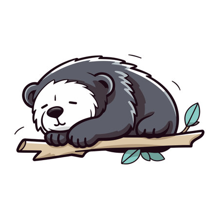 Illustration of a sleeping panda on a branch. Vector illustration.のイラスト素材