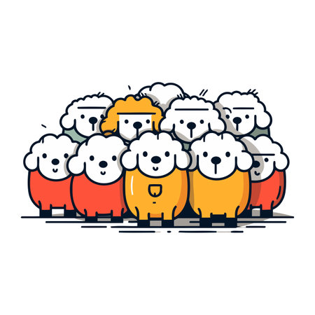 Cute sheep cartoon vector illustration. isolated on a white background.のイラスト素材