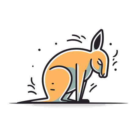 Kangaroo line art icon. Vector illustration of a kangaroo.のイラスト素材