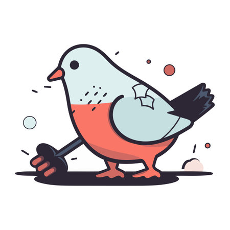 Pigeon and dumbbell. Vector illustration in cartoon style.のイラスト素材