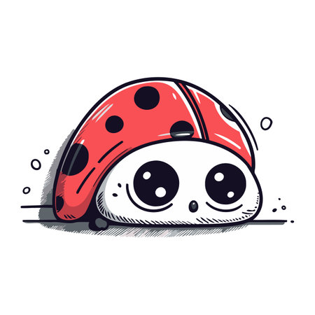 Cartoon ladybug isolated on white background. Cute vector illustration.のイラスト素材