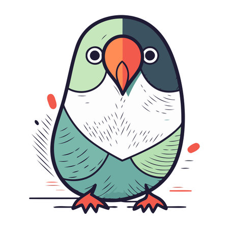 Cute parrot. Vector illustration. Isolated on white background.のイラスト素材
