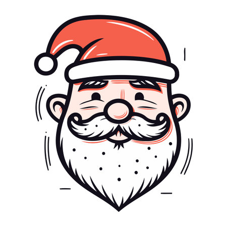 Santa Claus face with mustache and beard. Vector illustration of Santa Claus.のイラスト素材
