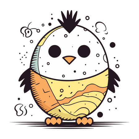 Cute cartoon chick isolated on a white background. Vector illustration.のイラスト素材