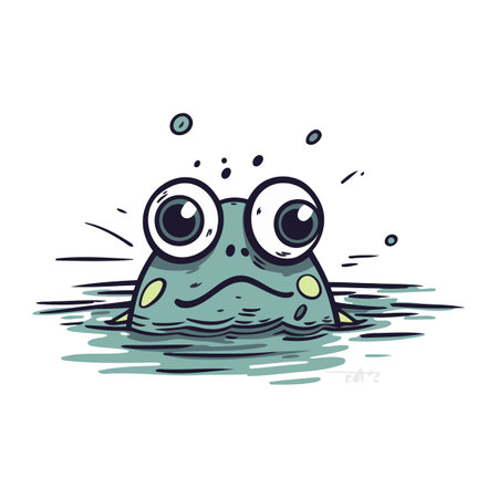 Frog. Cute cartoon character. Hand drawn vector illustration.のイラスト素材