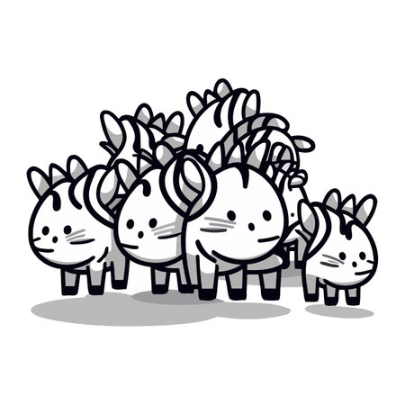 Cute little rabbits cartoon character vector illustration. Cute little rabbits.のイラスト素材