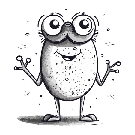 Funny cartoon frog. Vector illustration of a funny animal character.のイラスト素材