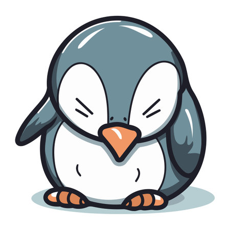 Cute cartoon penguin. Vector illustration isolated on white background.のイラスト素材