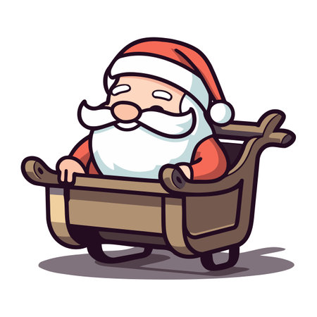 Santa Claus   Cartoon Santa Claus Vector Illustration. Santa Claus carrying a cartのイラスト素材