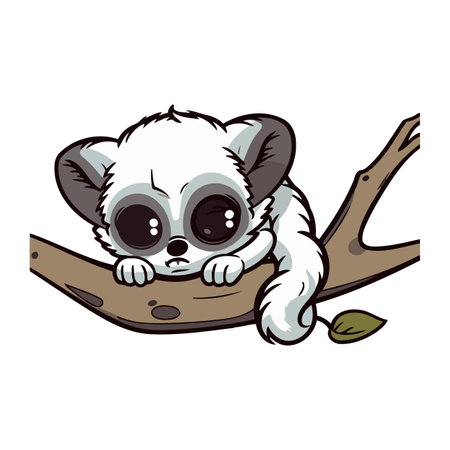 Cute cartoon panda lying on a tree. Vector illustration.のイラスト素材