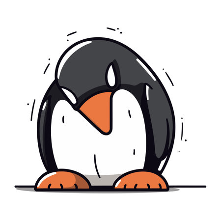 Penguin vector illustration. Cartoon penguin. Cute cartoon penguin.のイラスト素材