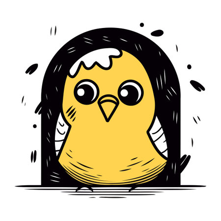 Cute little bird. Hand drawn vector illustration in cartoon style.のイラスト素材