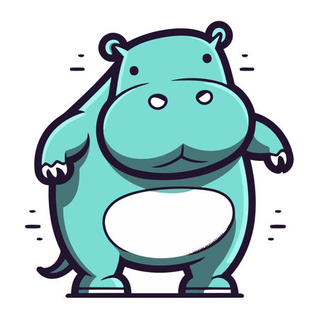 Cartoon hippopotamus. Vector illustration. Isolated on white background.のイラスト素材