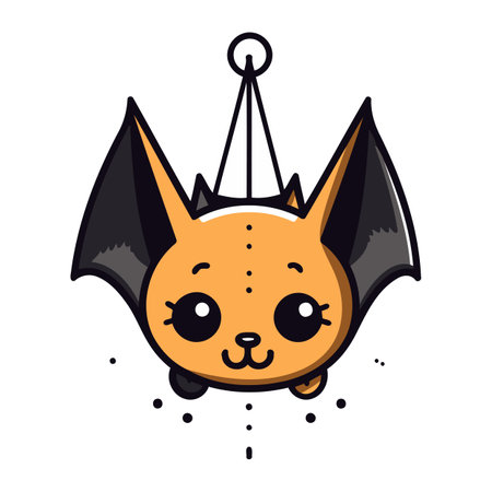 Cute cartoon bat head. Vector illustration isolated on white background.のイラスト素材