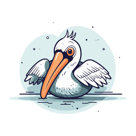 Pelican vector illustration. Isolated on white background. Cartoon style.のイラスト素材