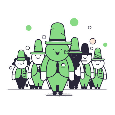 Cartoon Leprechauns Standing Together. Vector Illustrationのイラスト素材