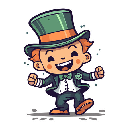 Leprechaun Cartoon Mascot Character Vector Illustrationのイラスト素材