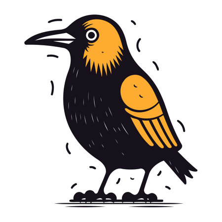 Crow. Vector illustration. Isolated on a white background.のイラスト素材