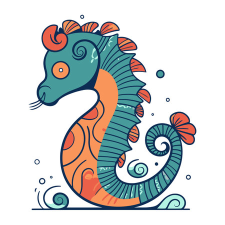 Hippocampus. Sea horse. Colorful vector illustration.のイラスト素材