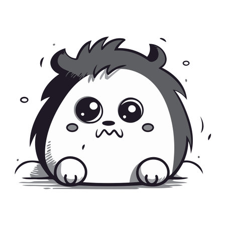 Cute cartoon hedgehog. Vector illustration on a white background.のイラスト素材