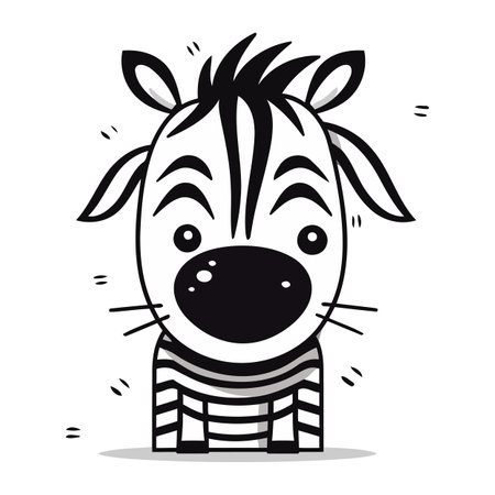 Zebra doodle icon. vector illustration in cartoon style.のイラスト素材