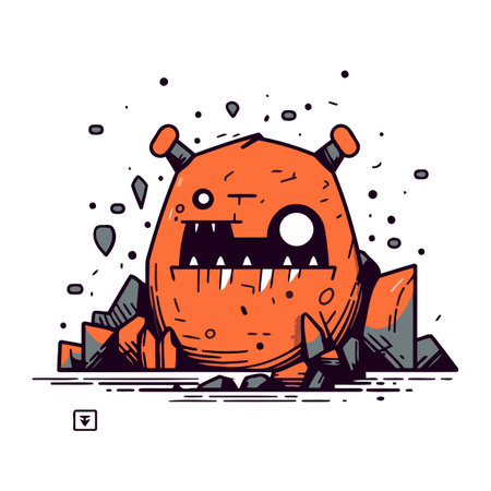 Funny cartoon monster. Vector illustration of a monster on a white background.のイラスト素材