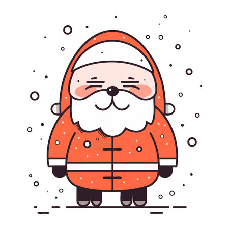Cute santa claus vector illustration in flat line style.のイラスト素材