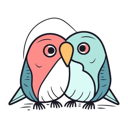 Cute birds. Hand drawn vector illustration in doodle style.のイラスト素材