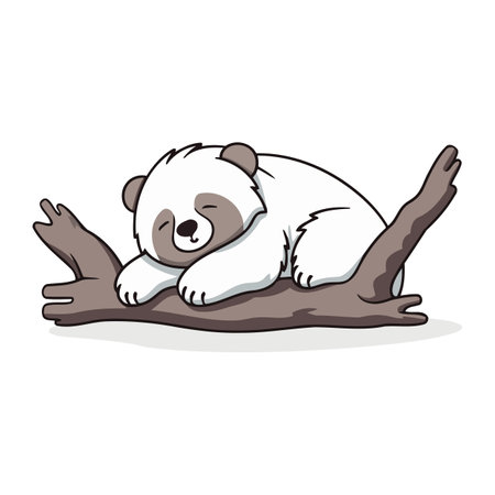 Panda sleeping on the tree. Cute cartoon vector illustration.のイラスト素材
