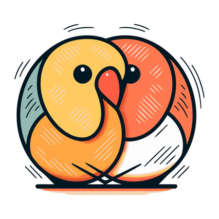 Cute doodle birds. Vector illustration in cartoon style.のイラスト素材