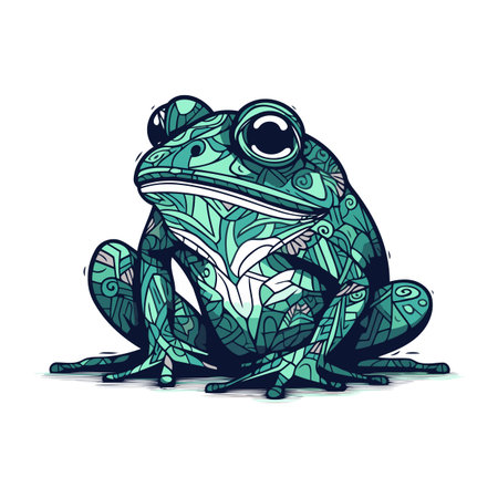 Cute cartoon frog isolated on a white background. Vector illustration.のイラスト素材