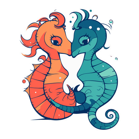 Two seahorses in love. Vector illustration for your design.のイラスト素材