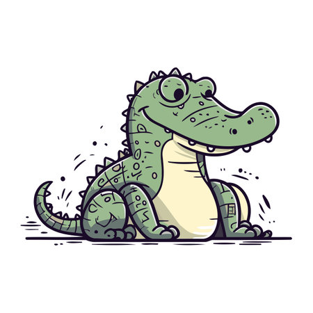 Crocodile vector illustration. Cute cartoon crocodile.のイラスト素材