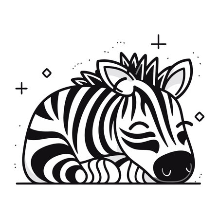 Zebra. Vector illustration. Isolated on a white background.のイラスト素材